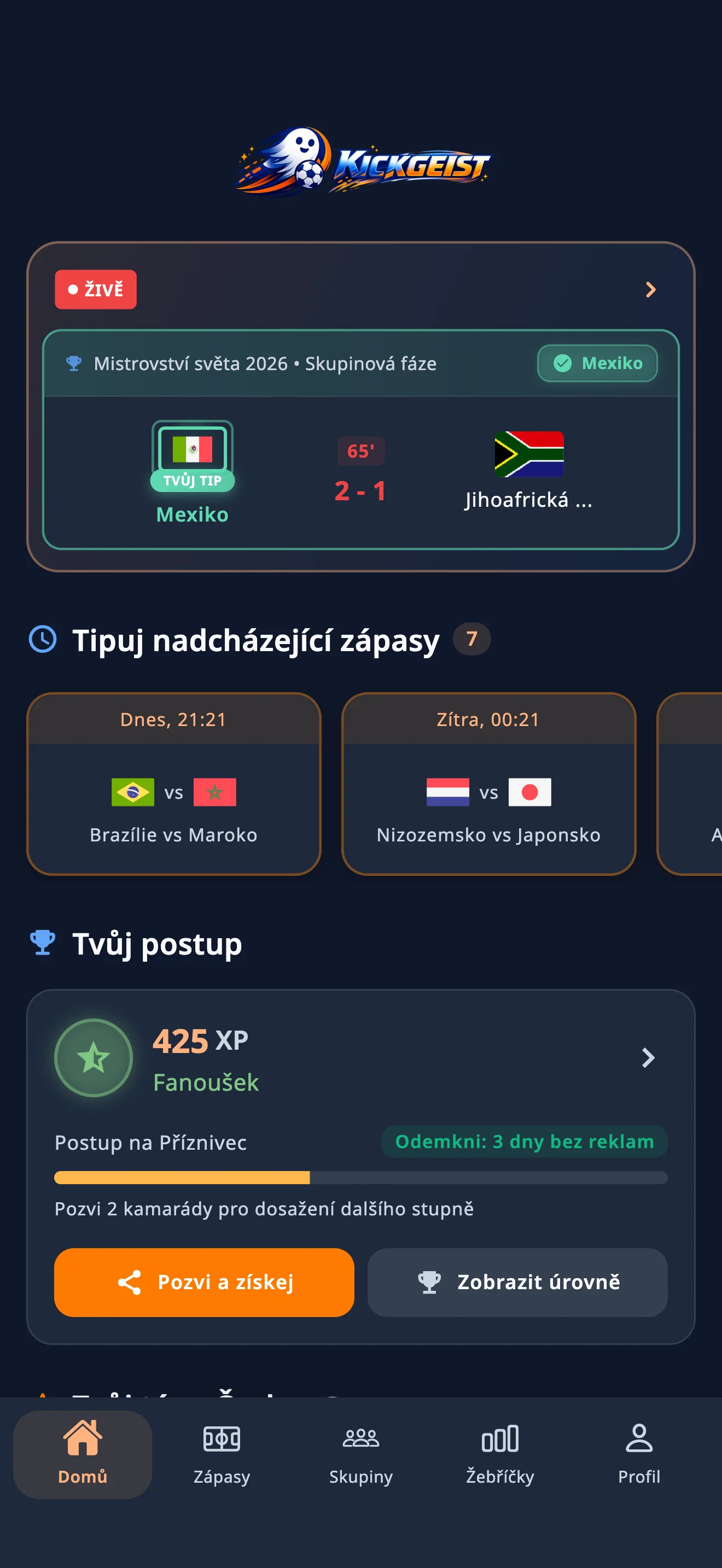 Kickgeist app screenshot