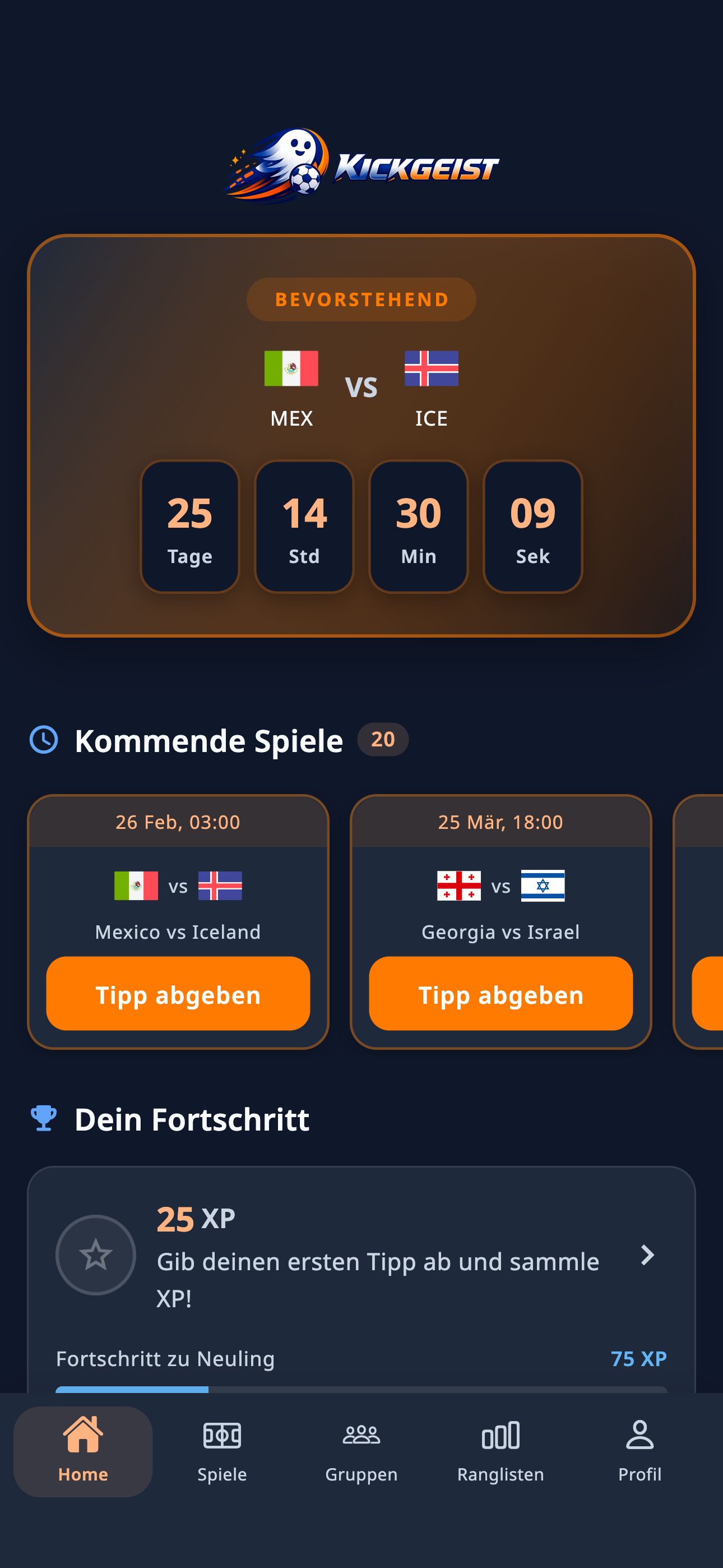 Kickgeist app screenshot