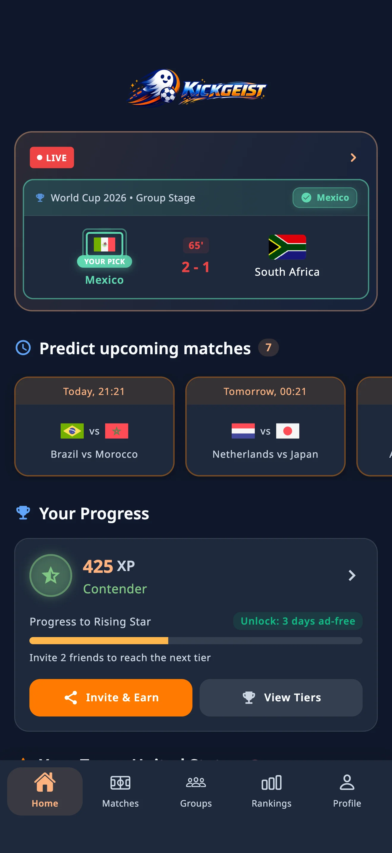 Kickgeist app screenshot