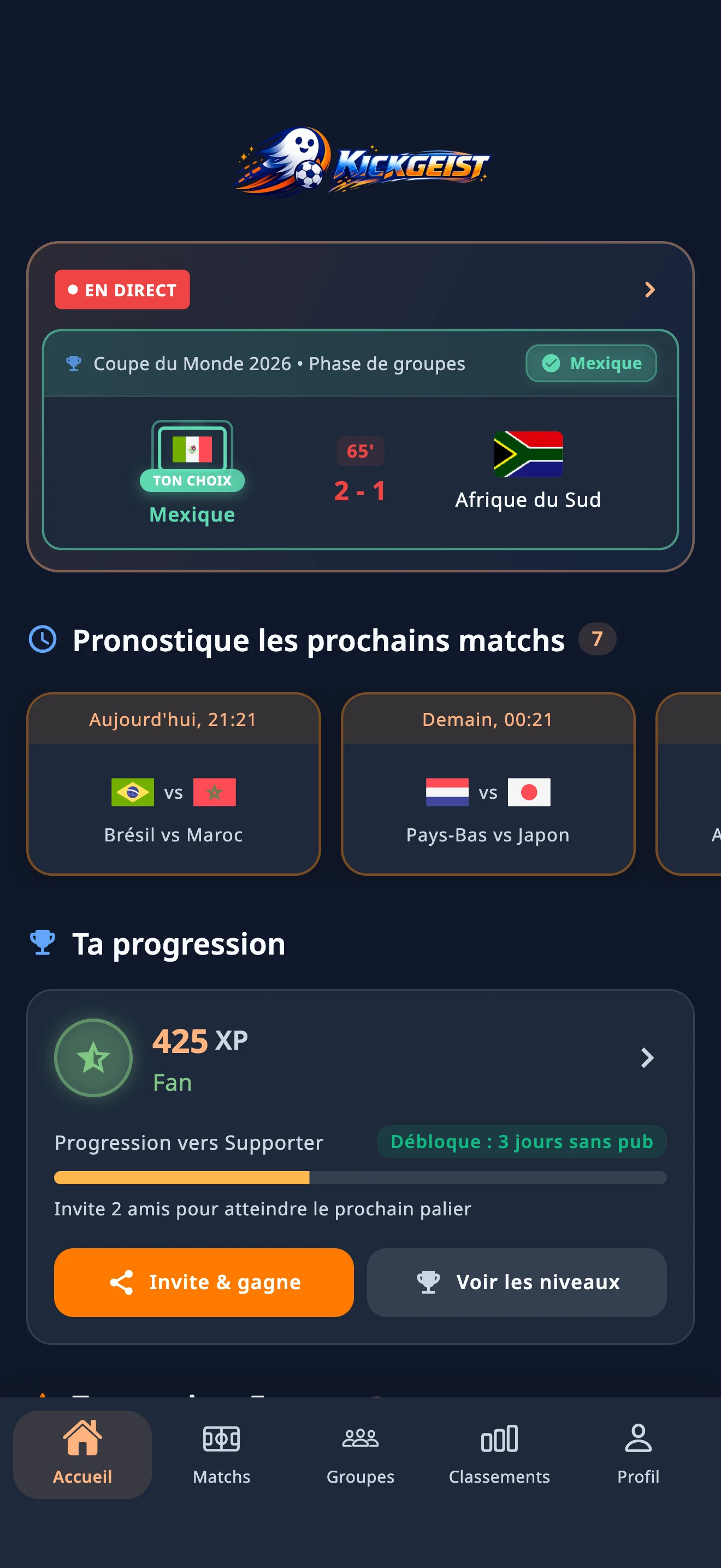 Kickgeist app screenshot