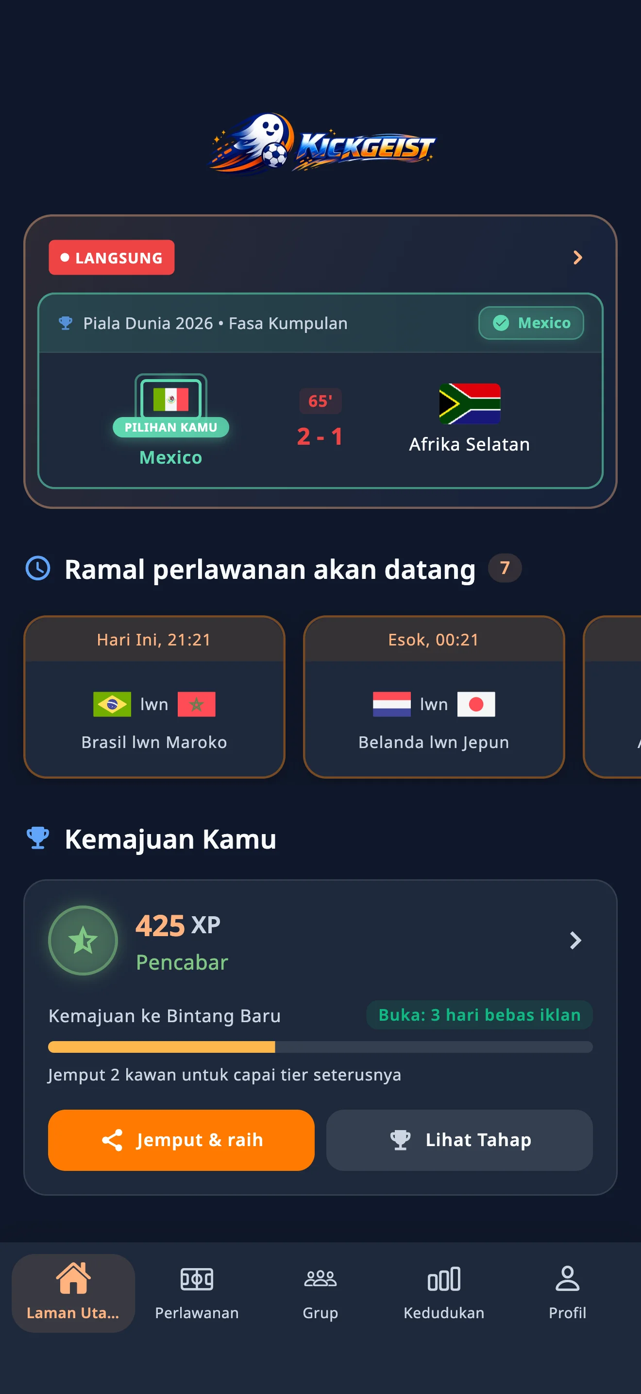 Kickgeist app screenshot