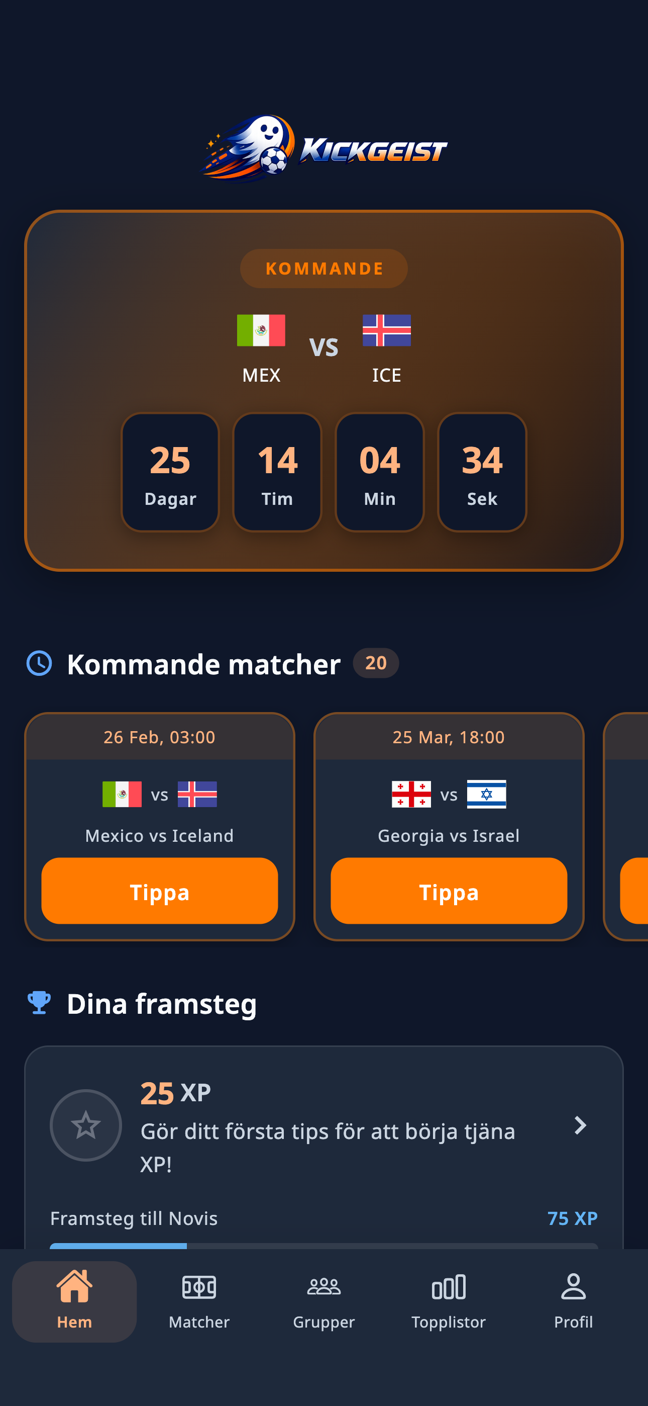 Kickgeist app screenshot