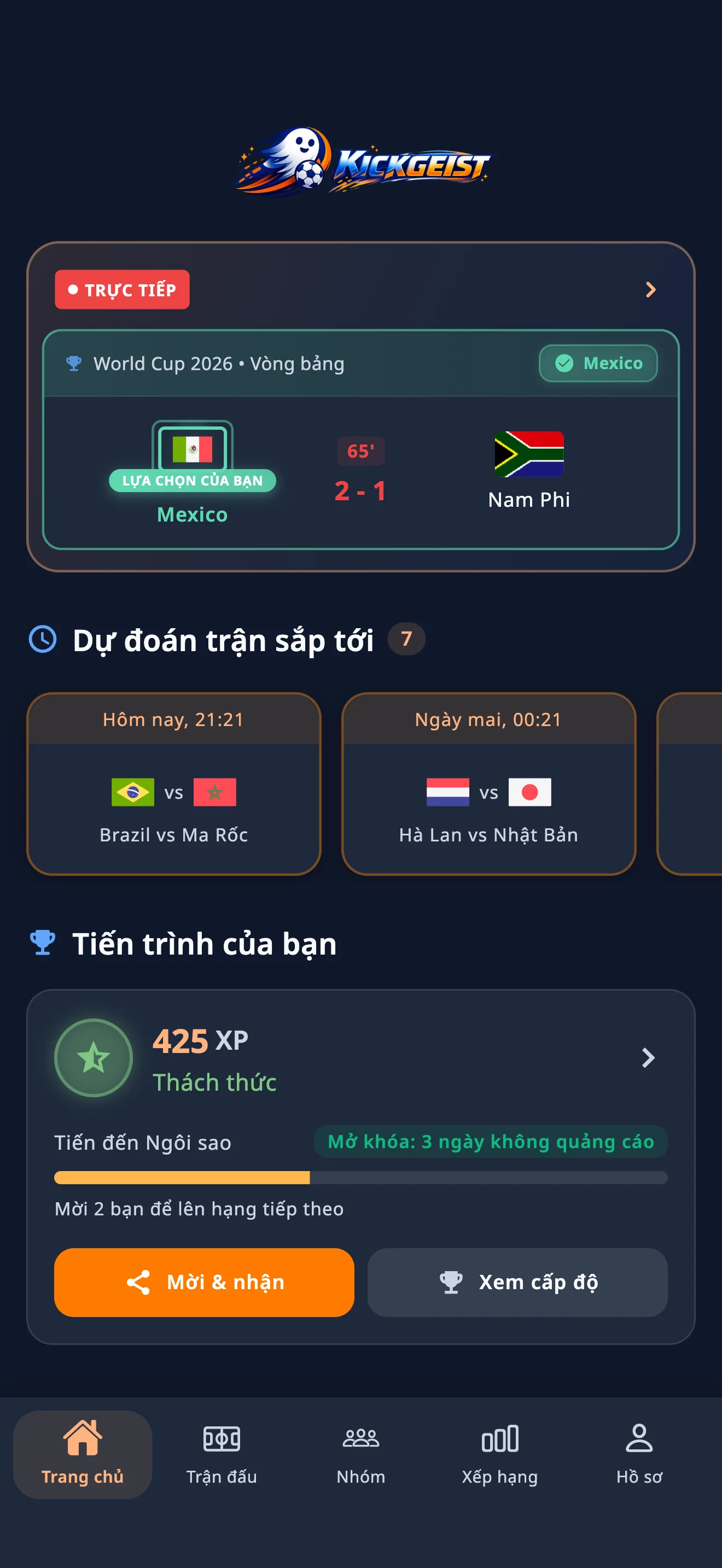 Kickgeist app screenshot